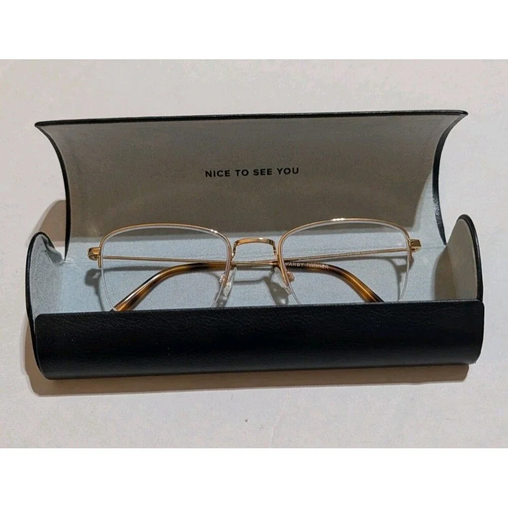 Warby Parker Armando Glasses Frames Gold Semi Rimless Half Rim 51-20-145 W/ Case